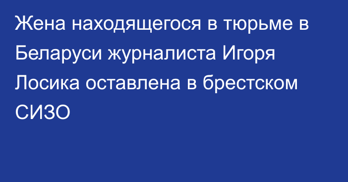 Жена находящегося в тюрьме в Беларуси журналиста Игоря Лосика оставлена в брестском СИЗО