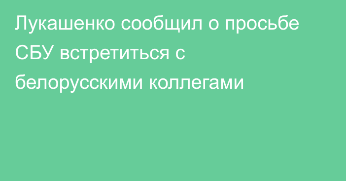 Лукашенко сообщил о просьбе СБУ встретиться с белорусскими коллегами