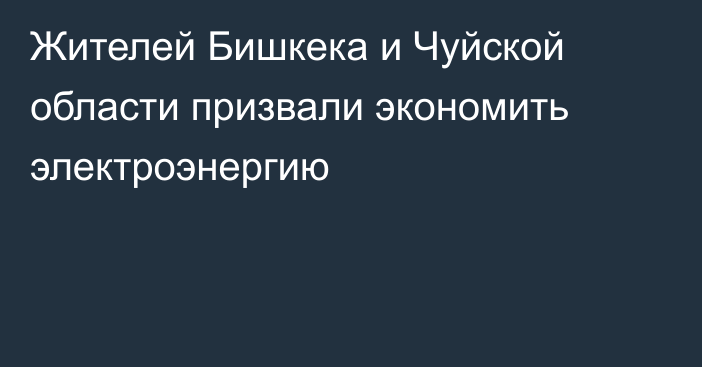 Жителей Бишкека и Чуйской области призвали экономить электроэнергию