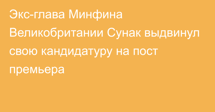 Экс-глава Минфина Великобритании Сунак выдвинул свою кандидатуру на пост премьера