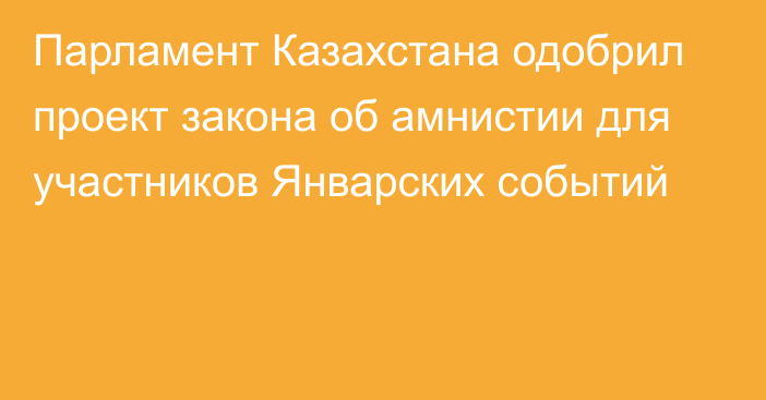 Парламент Казахстана одобрил проект закона об амнистии для участников Январских событий