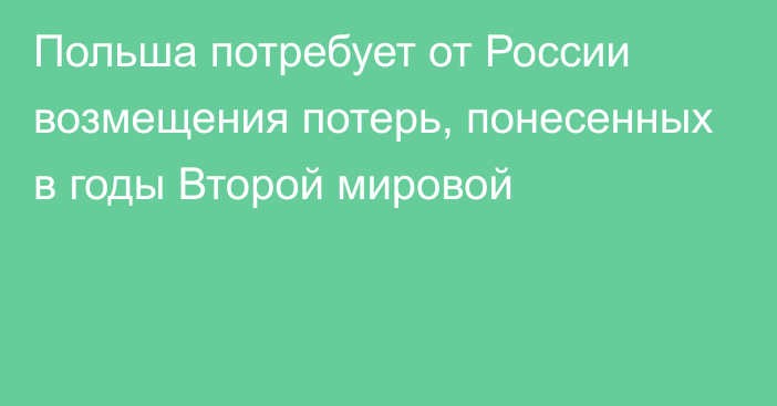 Польша потребует от России возмещения потерь, понесенных в годы Второй мировой