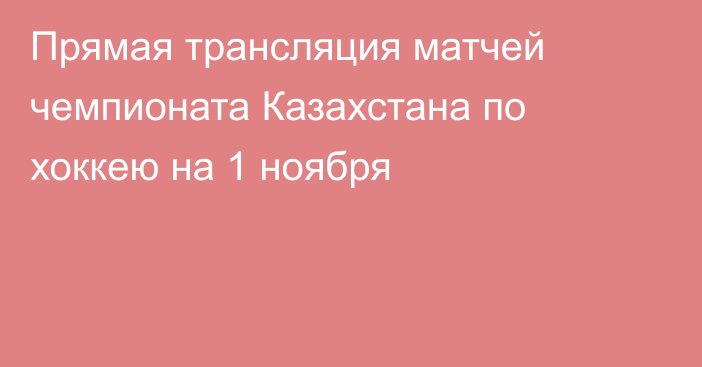 Прямая трансляция матчей чемпионата Казахстана по хоккею на 1 ноября