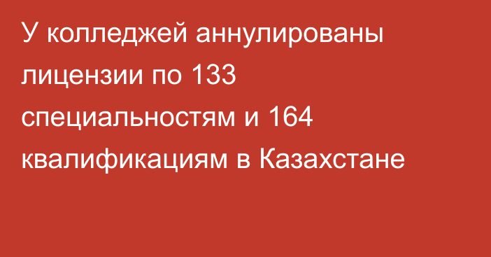 У колледжей аннулированы лицензии по 133 специальностям и 164 квалификациям в Казахстане