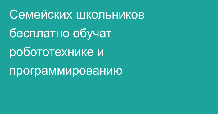 Семейских школьников бесплатно обучат робототехнике и программированию