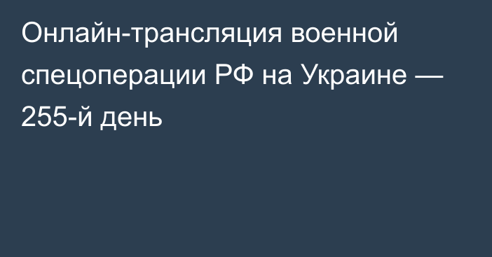 Онлайн-трансляция военной спецоперации РФ на Украине — 255-й день