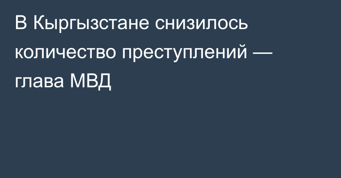 В Кыргызстане снизилось количество преступлений — глава МВД