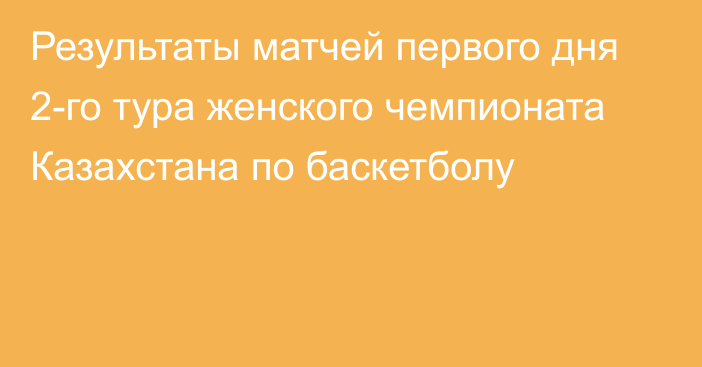 Результаты матчей первого дня 2-го тура женского чемпионата Казахстана по баскетболу