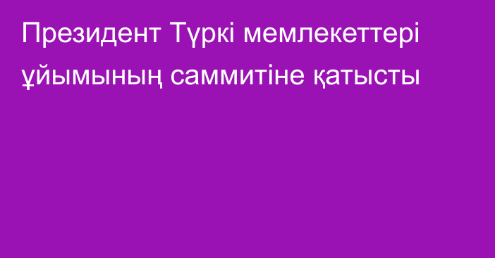 Президент Түркі мемлекеттері ұйымының саммитіне қатысты