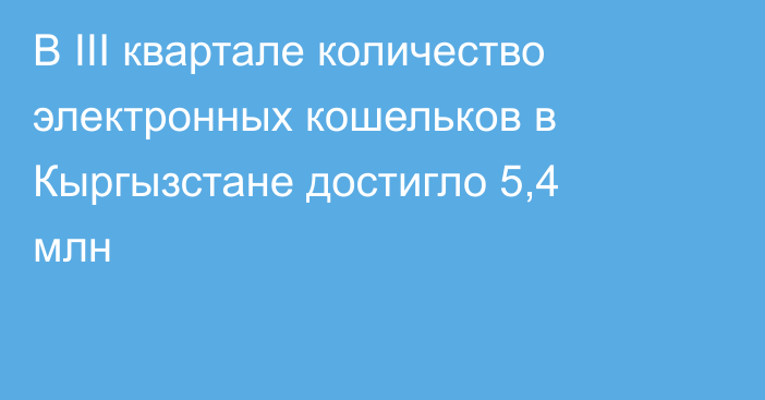 В III квартале количество электронных кошельков в Кыргызстане достигло 5,4 млн