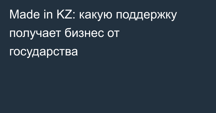 Made in KZ: какую поддержку получает бизнес от государства