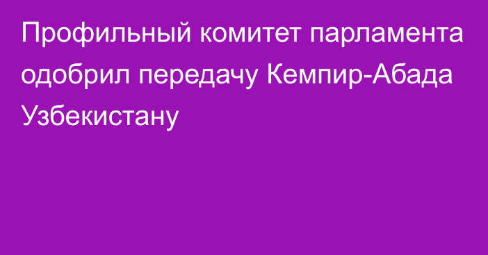 Профильный комитет парламента одобрил передачу Кемпир-Абада Узбекистану