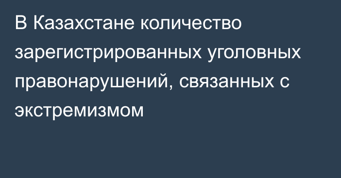 В Казахстане количество зарегистрированных уголовных правонарушений, связанных с экстремизмом