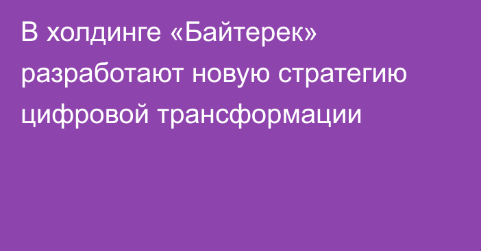 В холдинге «Байтерек» разработают новую стратегию цифровой трансформации