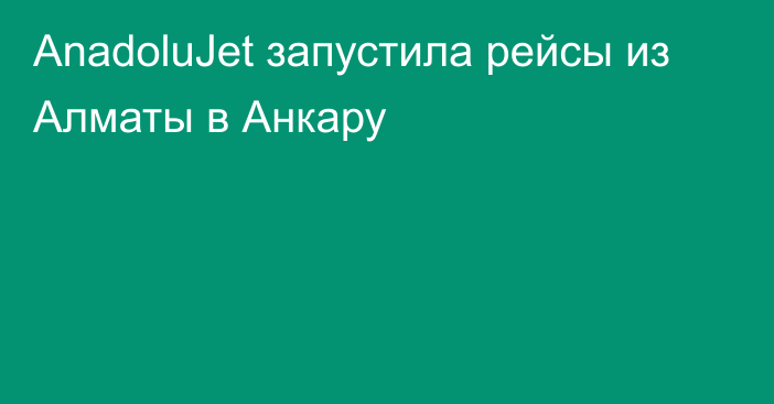 AnadoluJet запустила рейсы из Алматы в Анкару