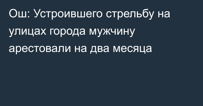 Ош: Устроившего стрельбу на улицах города мужчину арестовали на два месяца