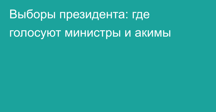 Выборы президента: где голосуют министры и акимы