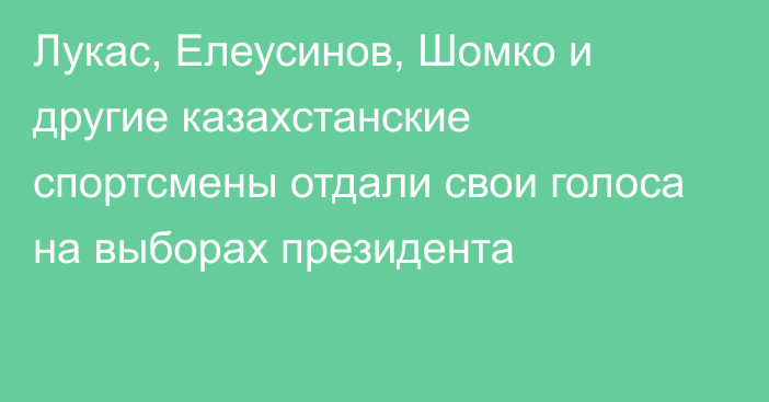 Лукас, Елеусинов, Шомко и другие казахстанские спортсмены отдали свои голоса на выборах президента