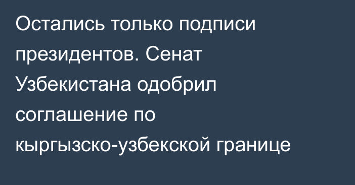 Остались только подписи президентов. Сенат Узбекистана одобрил соглашение по кыргызско-узбекской границе