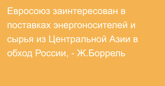 Евросоюз заинтересован в поставках энергоносителей и сырья из Центральной Азии в обход России, - Ж.Боррель