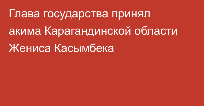 Глава государства принял акима Карагандинской области Жениса Касымбека