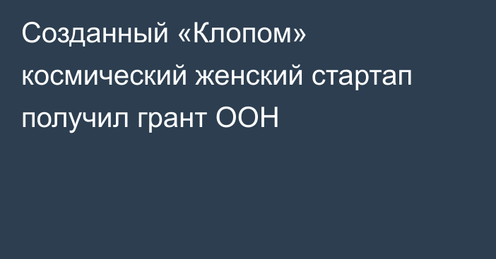 Созданный «Клопом» космический женский стартап получил грант ООН