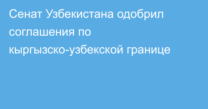 Сенат Узбекистана одобрил соглашения по кыргызско-узбекской границе