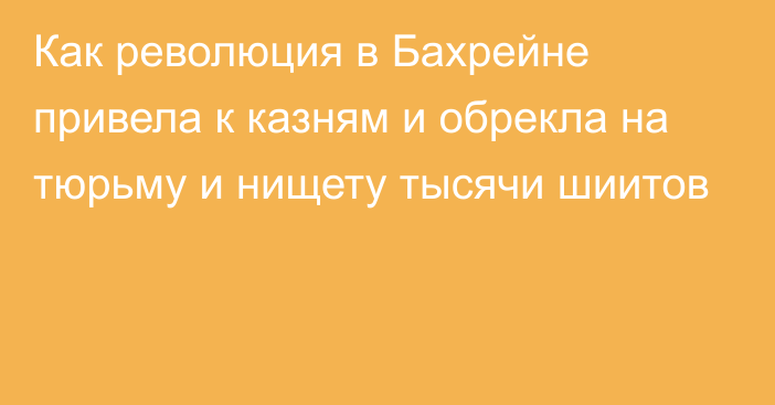 Как революция в Бахрейне привела к казням и обрекла на тюрьму и нищету тысячи шиитов