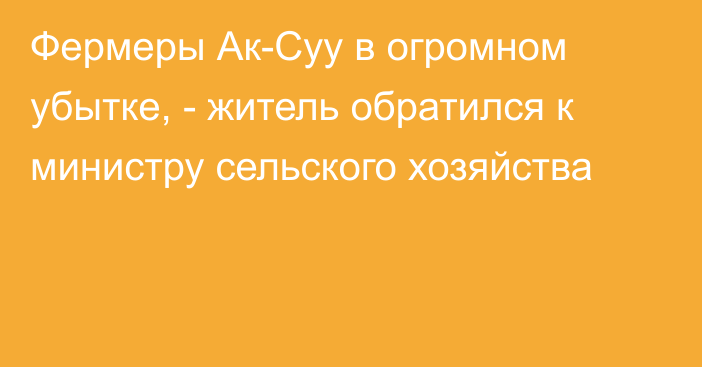 Фермеры Ак-Суу в огромном убытке, - житель обратился к министру сельского хозяйства