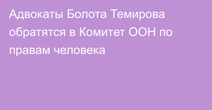 Адвокаты Болота Темирова обратятся в Комитет ООН по правам человека