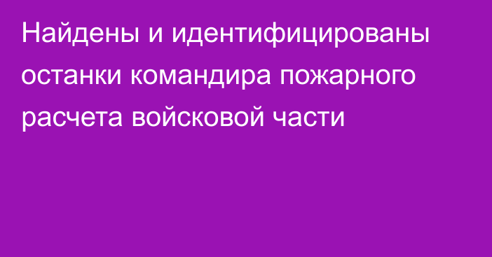 Найдены и идентифицированы останки командира пожарного расчета войсковой части