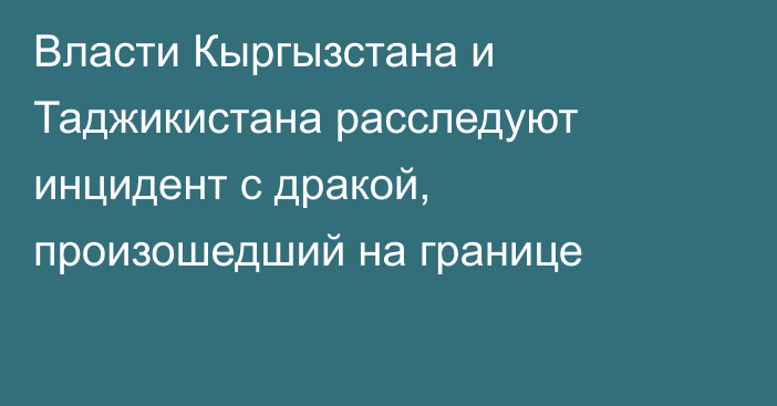 Власти Кыргызстана и Таджикистана расследуют инцидент
с дракой, произошедший на границе