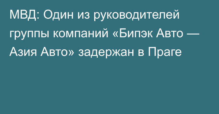 МВД: Один из руководителей группы компаний «Бипэк Авто — Азия Авто» задержан в Праге