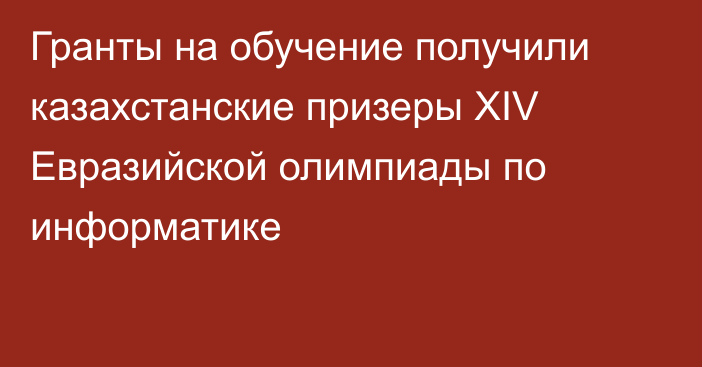 Гранты на обучение получили казахстанские призеры XIV Евразийской олимпиады по информатике