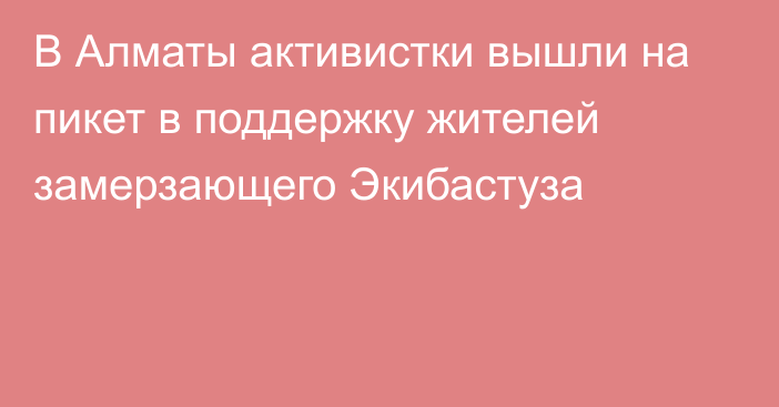 В Алматы активистки вышли на пикет в поддержку жителей замерзающего Экибастуза