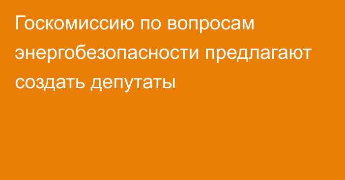 Госкомиссию по вопросам энергобезопасности предлагают создать депутаты