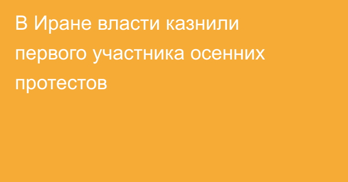 В Иране власти казнили первого участника осенних протестов