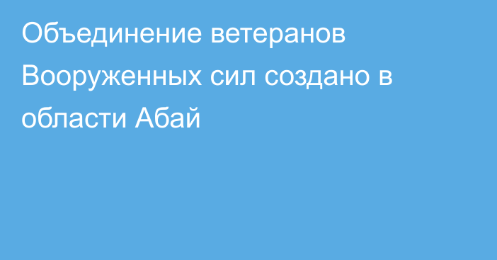 Объединение ветеранов Вооруженных сил создано в области Абай