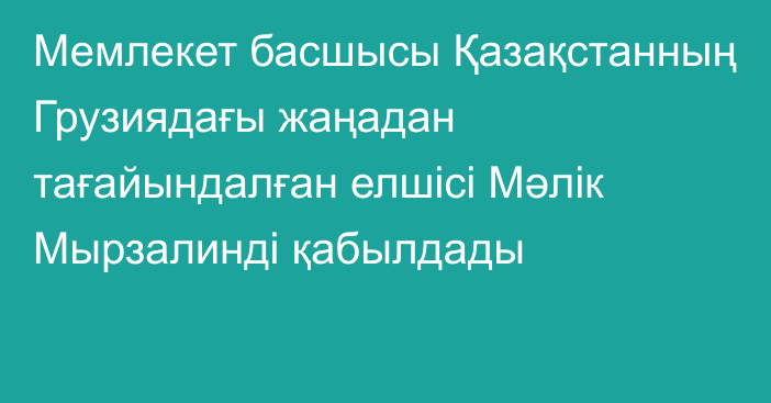 Мемлекет басшысы Қазақстанның Грузиядағы жаңадан тағайындалған елшісі Мәлік Мырзалинді қабылдады