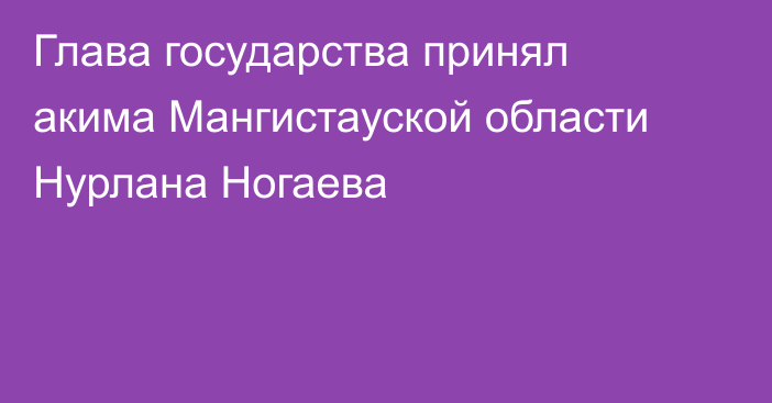 Глава государства принял акима Мангистауской области Нурлана Ногаева