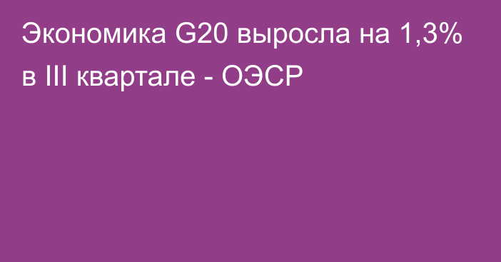 Экономика G20 выросла на 1,3% в III квартале - ОЭСР