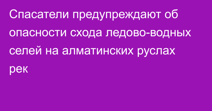 Спасатели предупреждают об опасности схода ледово-водных селей на алматинских руслах рек