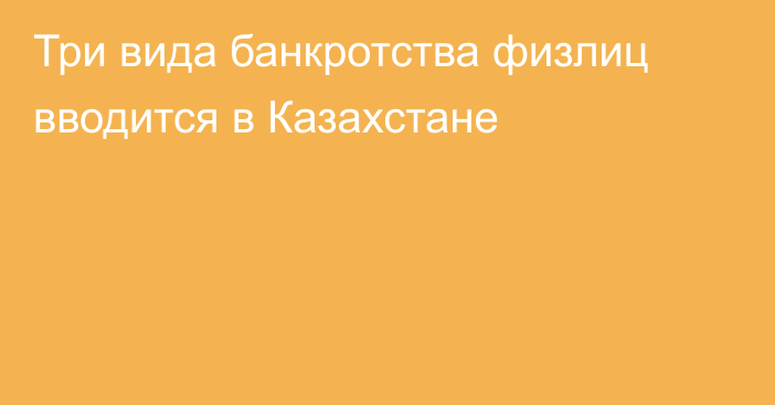 Три вида банкротства физлиц вводится в Казахстане