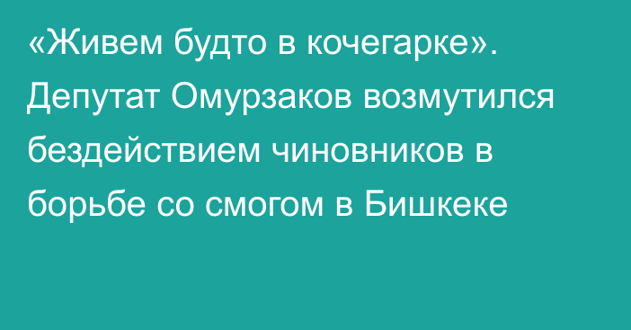 «Живем будто в кочегарке». Депутат Омурзаков возмутился бездействием чиновников в борьбе со смогом в Бишкеке