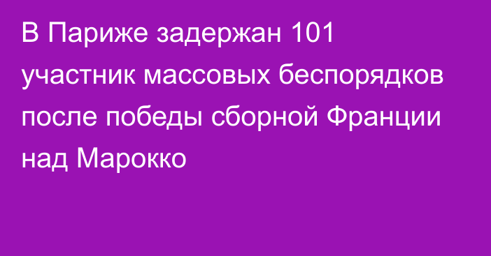 В Париже задержан 101 участник массовых беспорядков после победы сборной Франции над Марокко