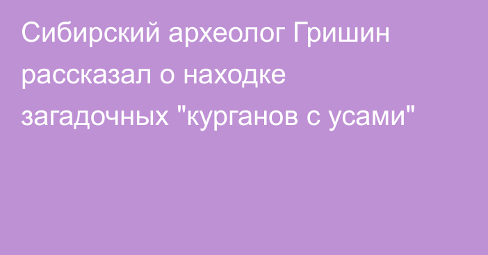 Сибирский археолог Гришин рассказал о находке загадочных 