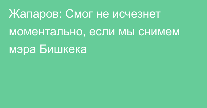 Жапаров: Смог не исчезнет моментально, если мы снимем мэра Бишкека