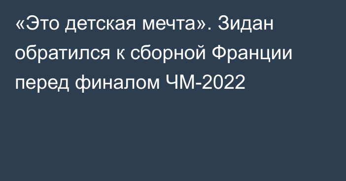 «Это детская мечта». Зидан обратился к сборной Франции перед финалом ЧМ-2022