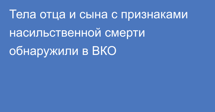 Тела отца и сына с признаками насильственной смерти обнаружили в ВКО