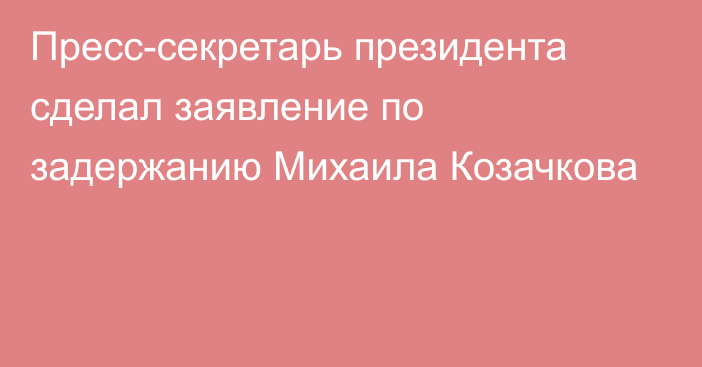 Пресс-секретарь президента сделал заявление по задержанию Михаила Козачкова